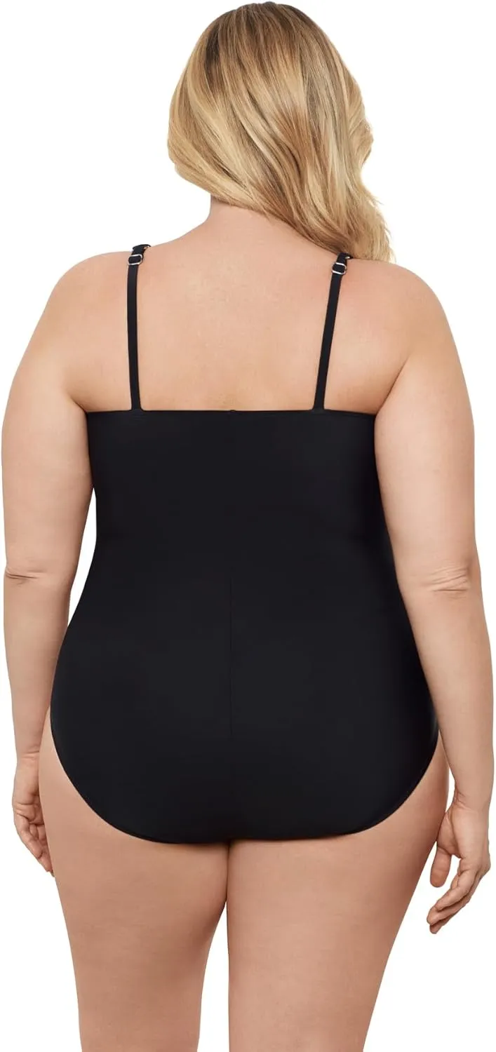 Aqua Green Women's Surplice Trim Overlay One Piece