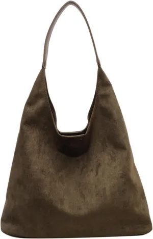 Autumn and Winter Vintage Women's Retro Handbags Large Capacity Suede Women's Shoulder Bag Daily Commuter Handbag Shopping