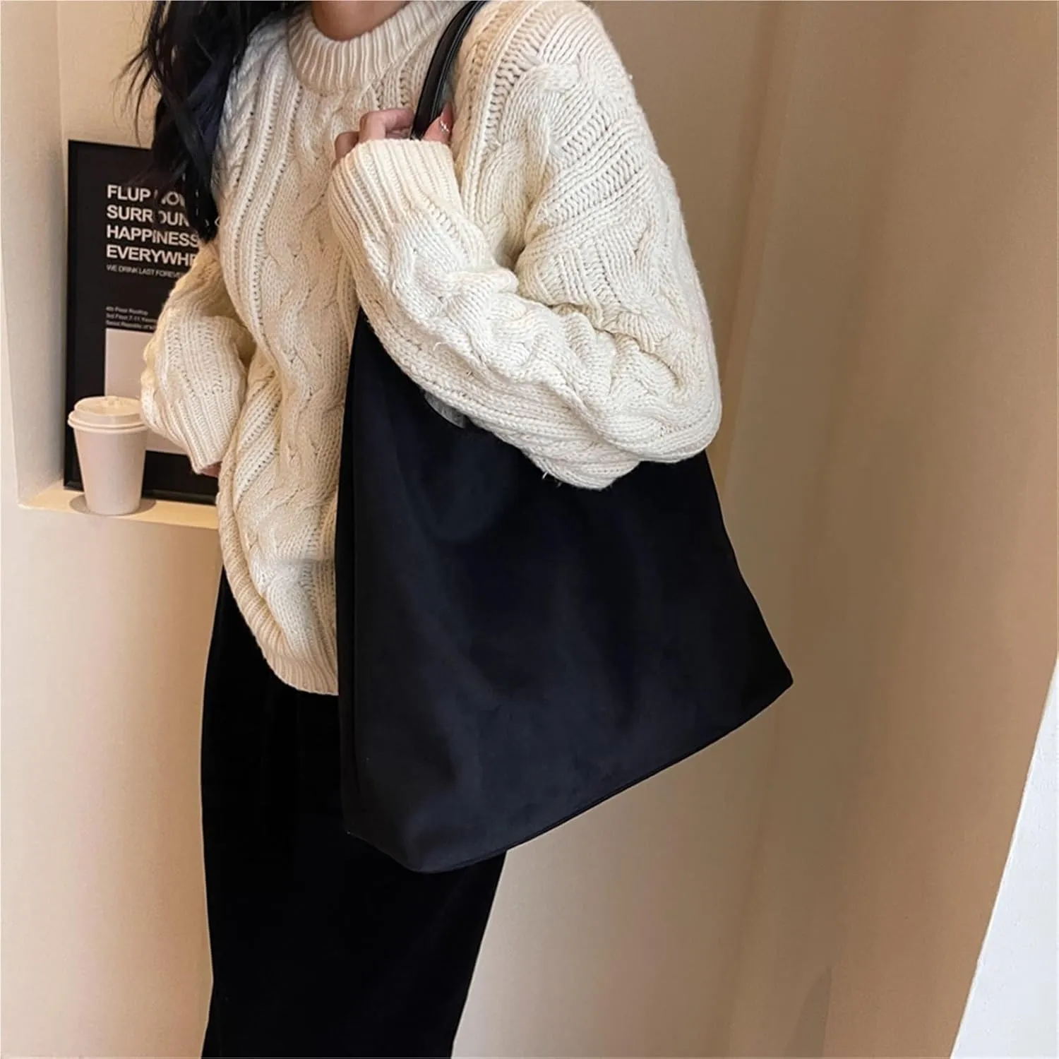 Autumn and Winter Vintage Women's Retro Handbags Large Capacity Suede Women's Shoulder Bag Daily Commuter Handbag Shopping