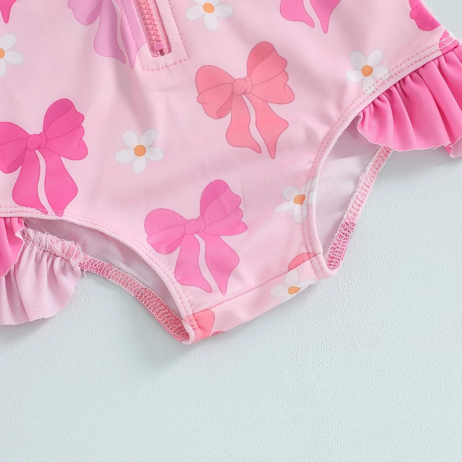 Baby Girl Swimsuit Baby Girls Long Sleeve One Piece Swimsuit Romper with Hat Bathing Suit Beach Rash Guard