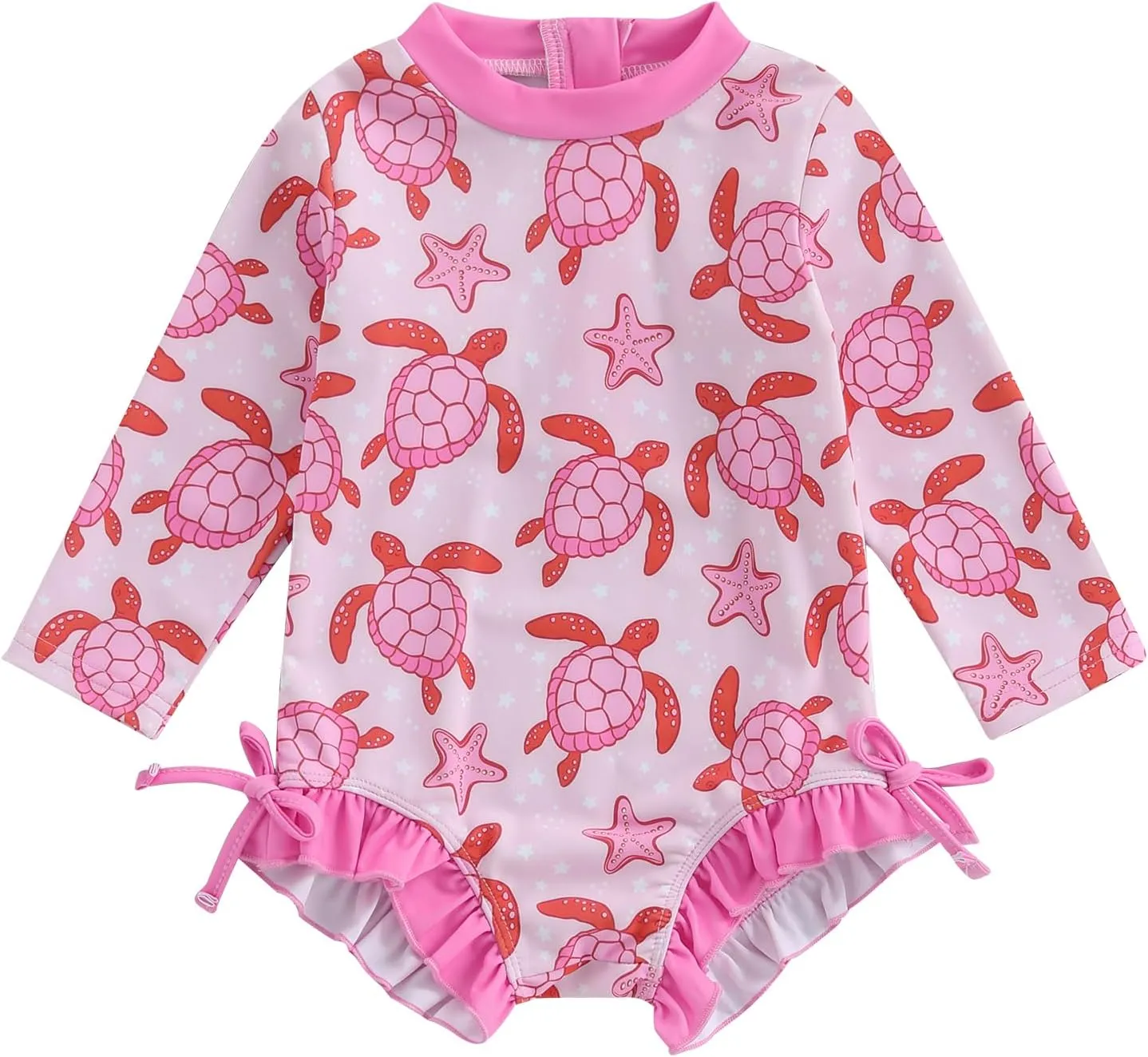 Baby Girl Swimsuit Baby Girls Long Sleeve One Piece Swimsuit Romper with Hat Bathing Suit Beach Rash Guard