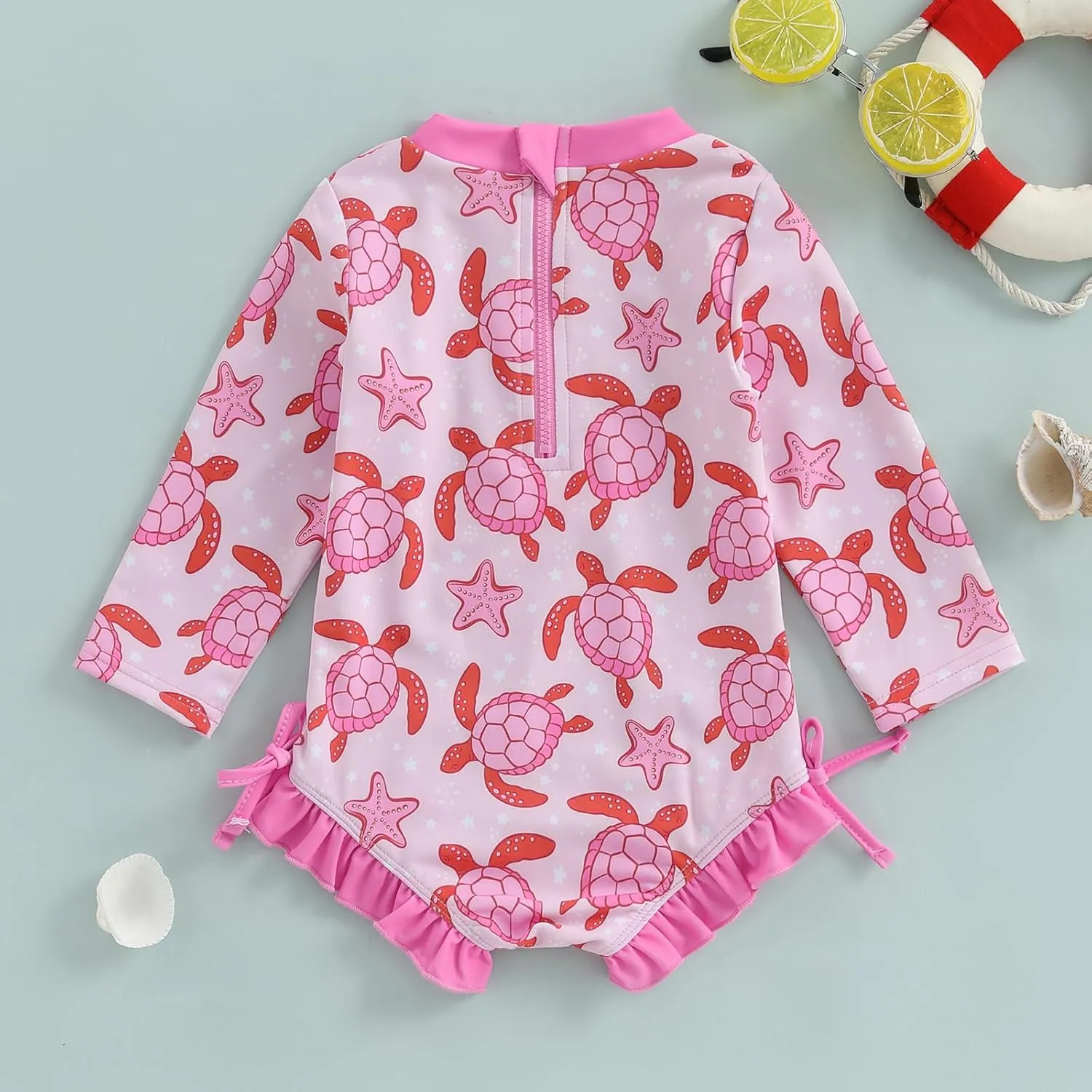 Baby Girl Swimsuit Baby Girls Long Sleeve One Piece Swimsuit Romper with Hat Bathing Suit Beach Rash Guard