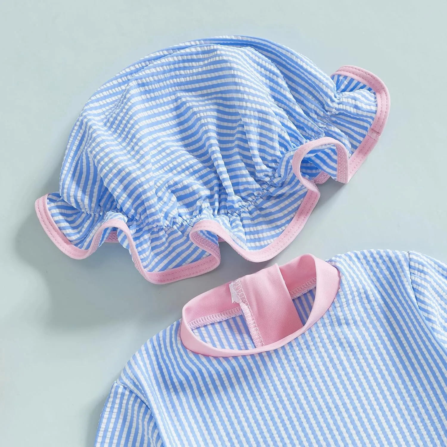 Baby Girl Swimsuit Baby Girls Long Sleeve One Piece Swimsuit Romper with Hat Bathing Suit Beach Rash Guard