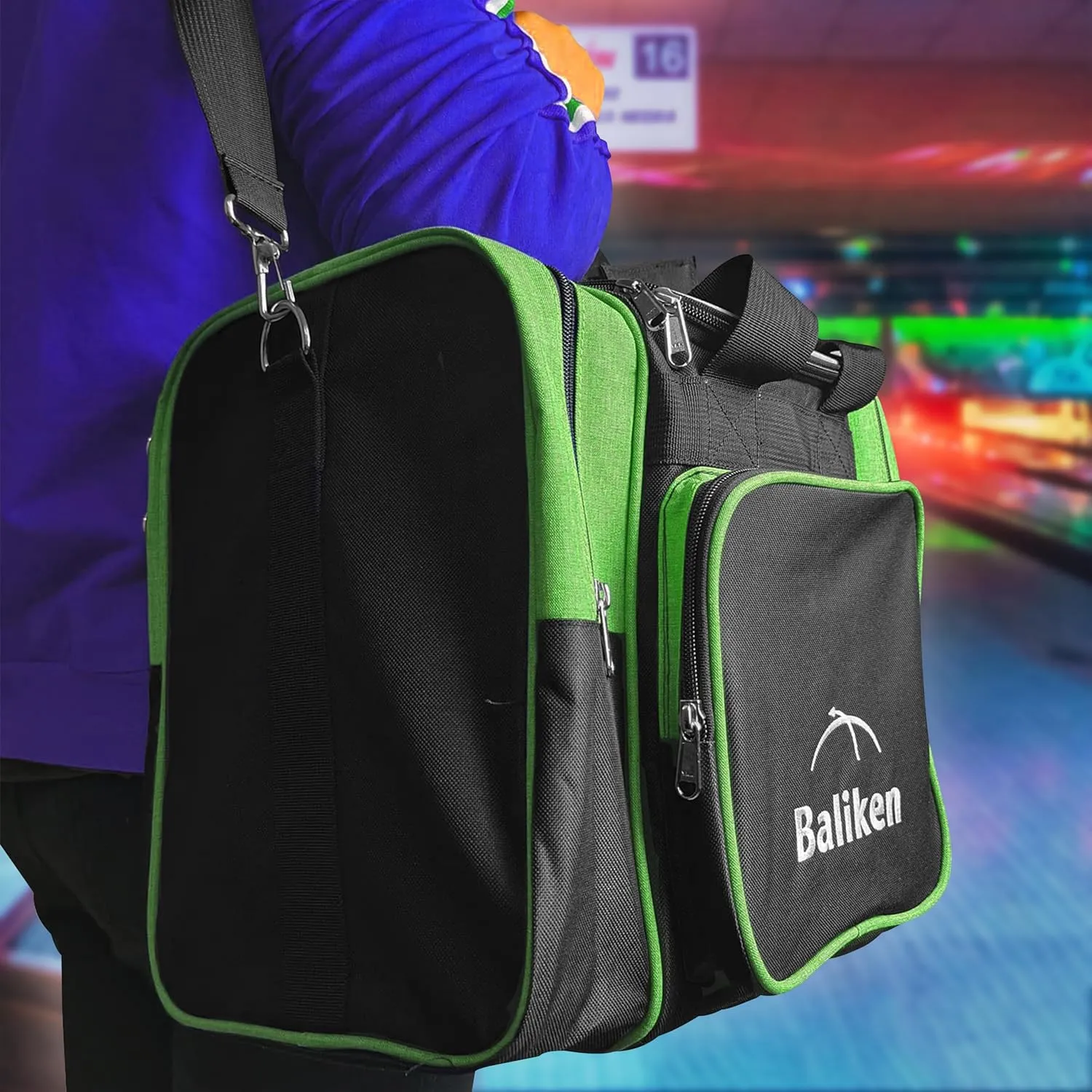 BALIKEN Single Bowling Ball Bag with Padded Ball Holder, The Bowling Bag Fits 1 Bowling Ball & Pair of Men Shoes in Size 13