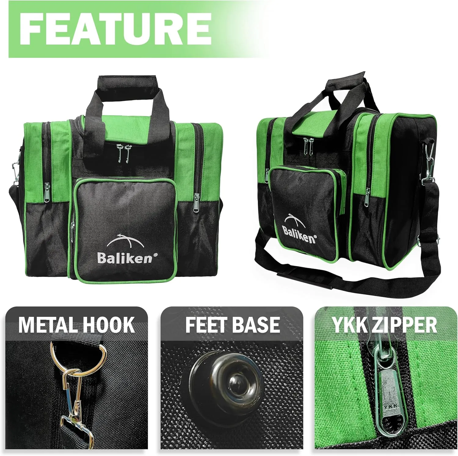 BALIKEN Single Bowling Ball Bag with Padded Ball Holder, The Bowling Bag Fits 1 Bowling Ball & Pair of Men Shoes in Size 13