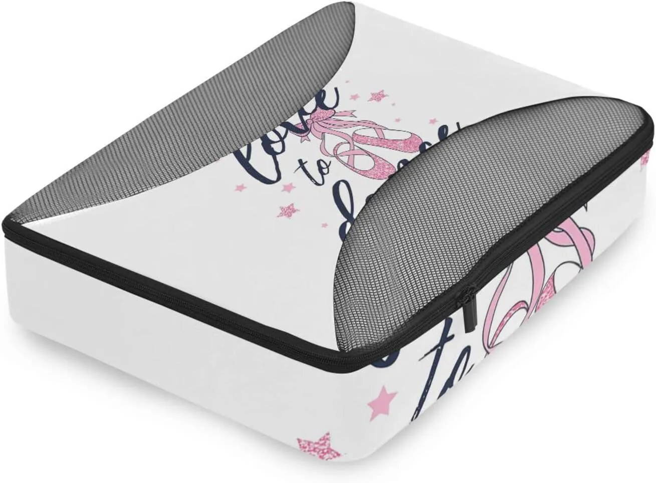 Ballerina Pink Dance Shoes 4 PCs Set Packing Bags, Luggage Organizer Bag, Portable Cube Toiletry bag, Durable Travel Cosmetic Storage Bag for Men Women