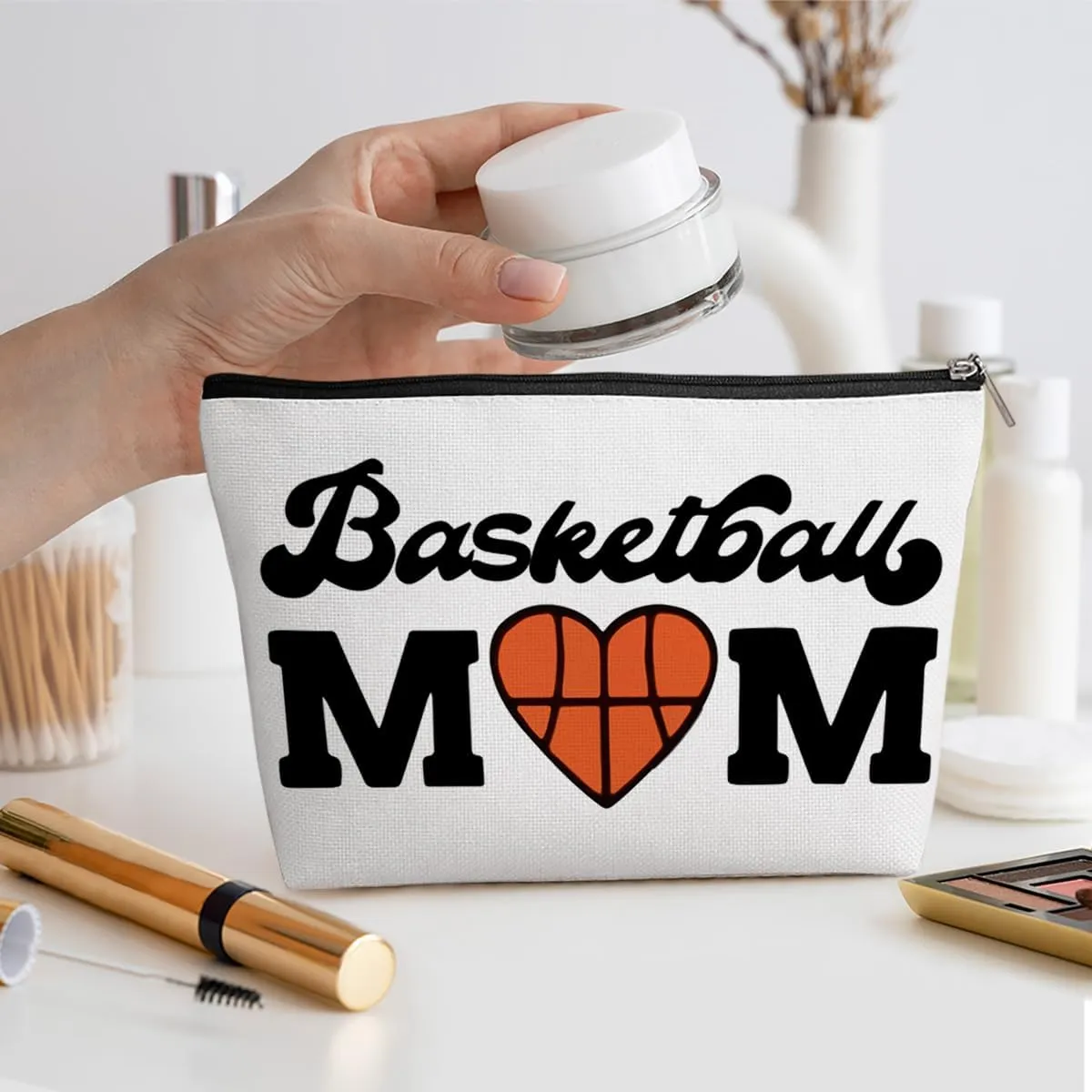 Basketball Mom Basketball Gifts Basketball Accessories Stuff Makeup Bag, Basketball Lover Gifts Cosmetic Bag for Women Sport Team Mum Mother Mommy Mama Birthday Christmas Thank You Gifts