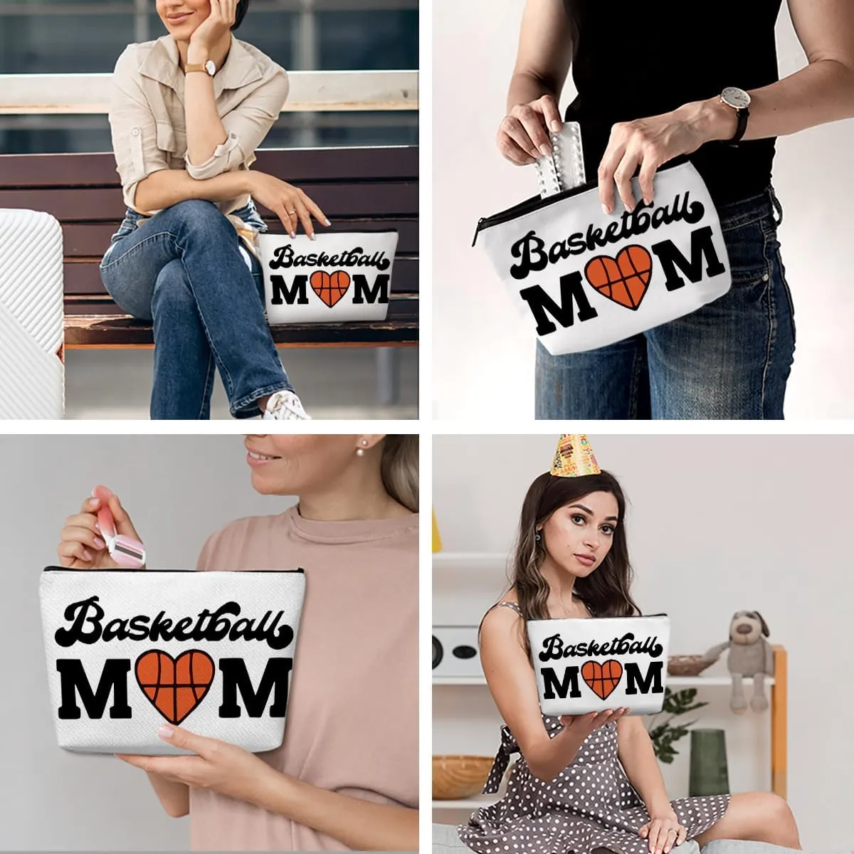 Basketball Mom Basketball Gifts Basketball Accessories Stuff Makeup Bag, Basketball Lover Gifts Cosmetic Bag for Women Sport Team Mum Mother Mommy Mama Birthday Christmas Thank You Gifts