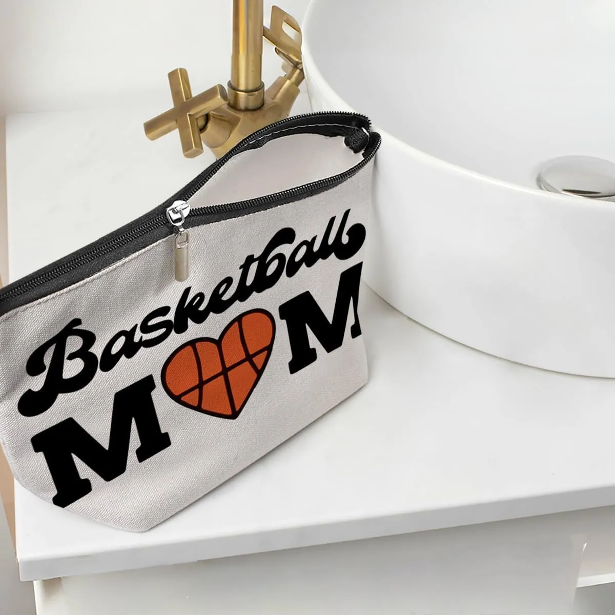 Basketball Mom Basketball Gifts Basketball Accessories Stuff Makeup Bag, Basketball Lover Gifts Cosmetic Bag for Women Sport Team Mum Mother Mommy Mama Birthday Christmas Thank You Gifts