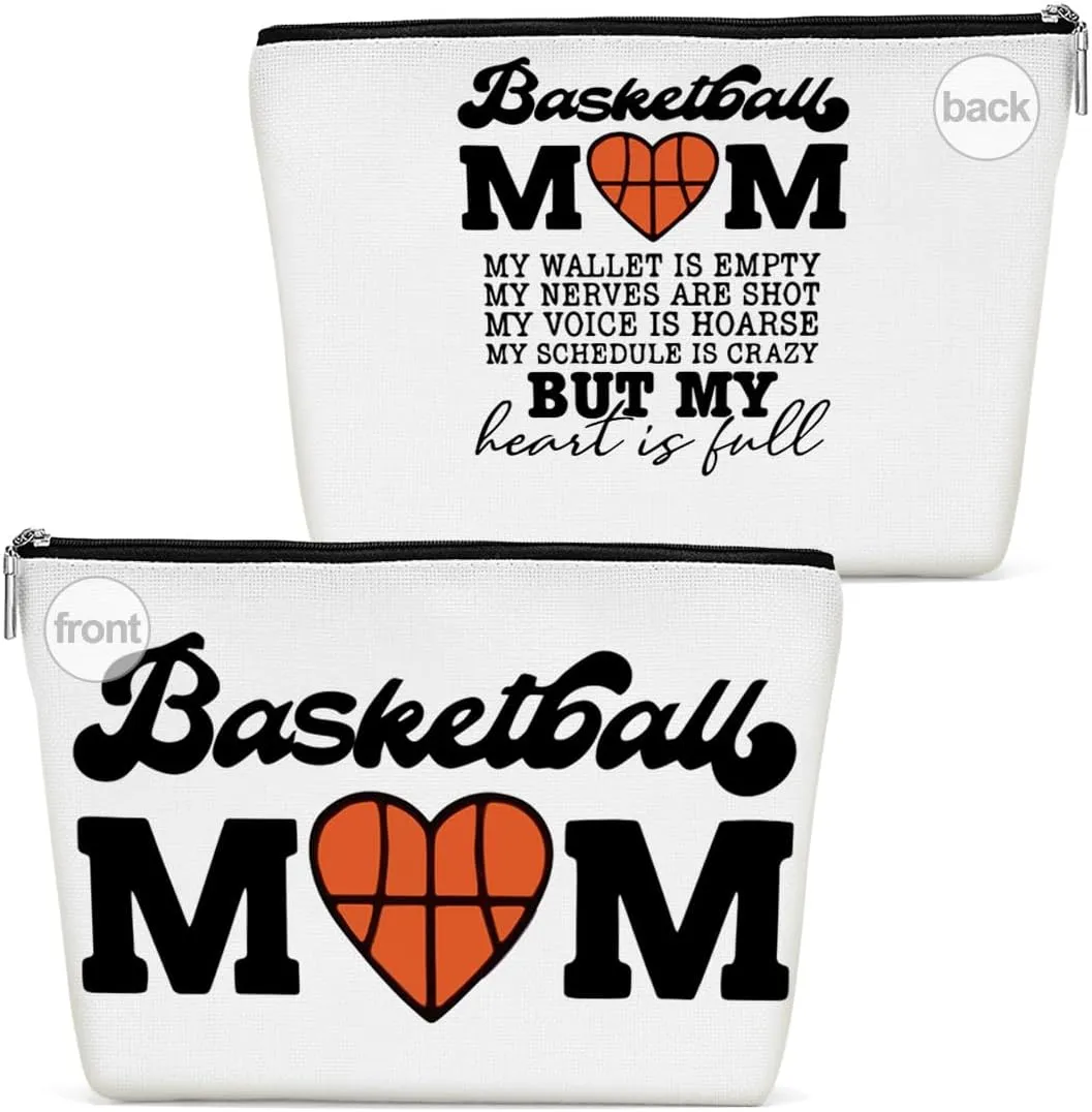 Basketball Mom Basketball Gifts Basketball Accessories Stuff Makeup Bag, Basketball Lover Gifts Cosmetic Bag for Women Sport Team Mum Mother Mommy Mama Birthday Christmas Thank You Gifts