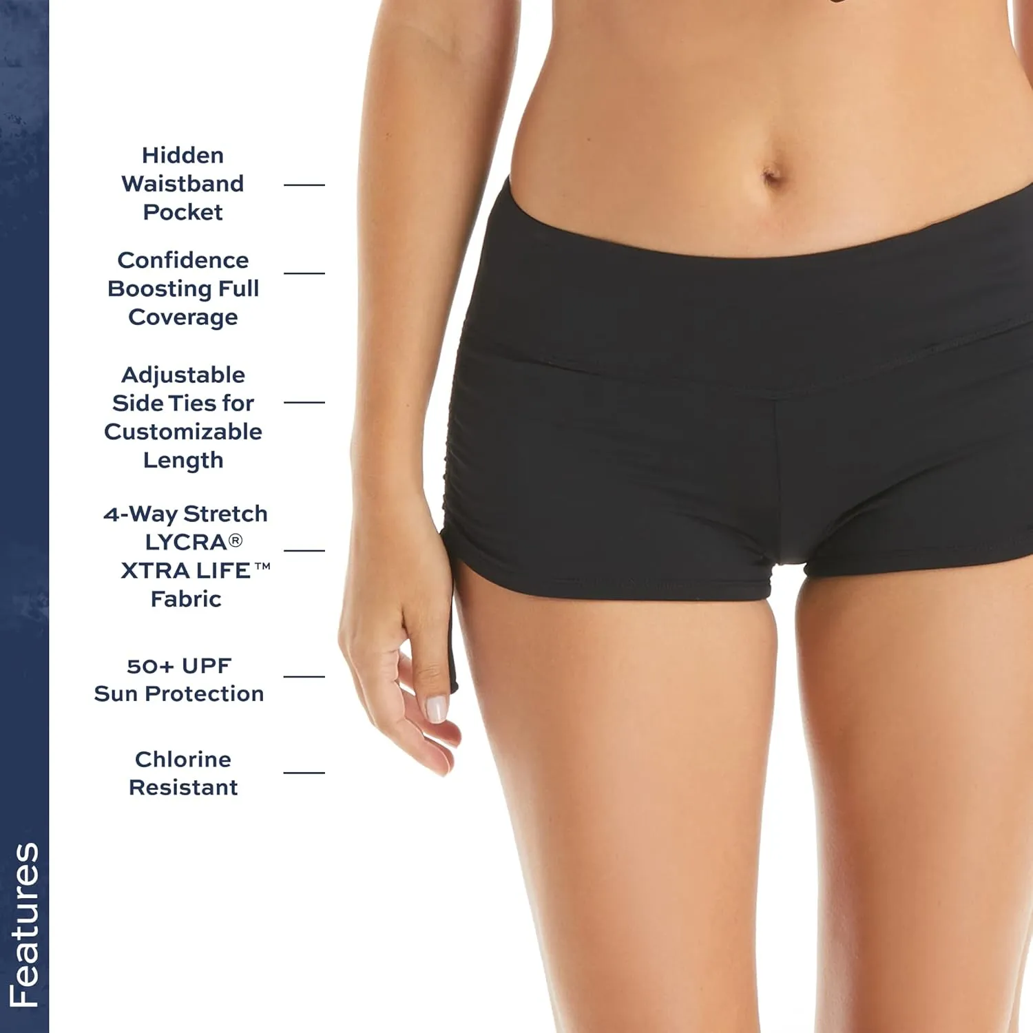 BEACH HOUSE Side Tie Bikini Swimsuit Shorts - Modest High Waisted Swim Bottom