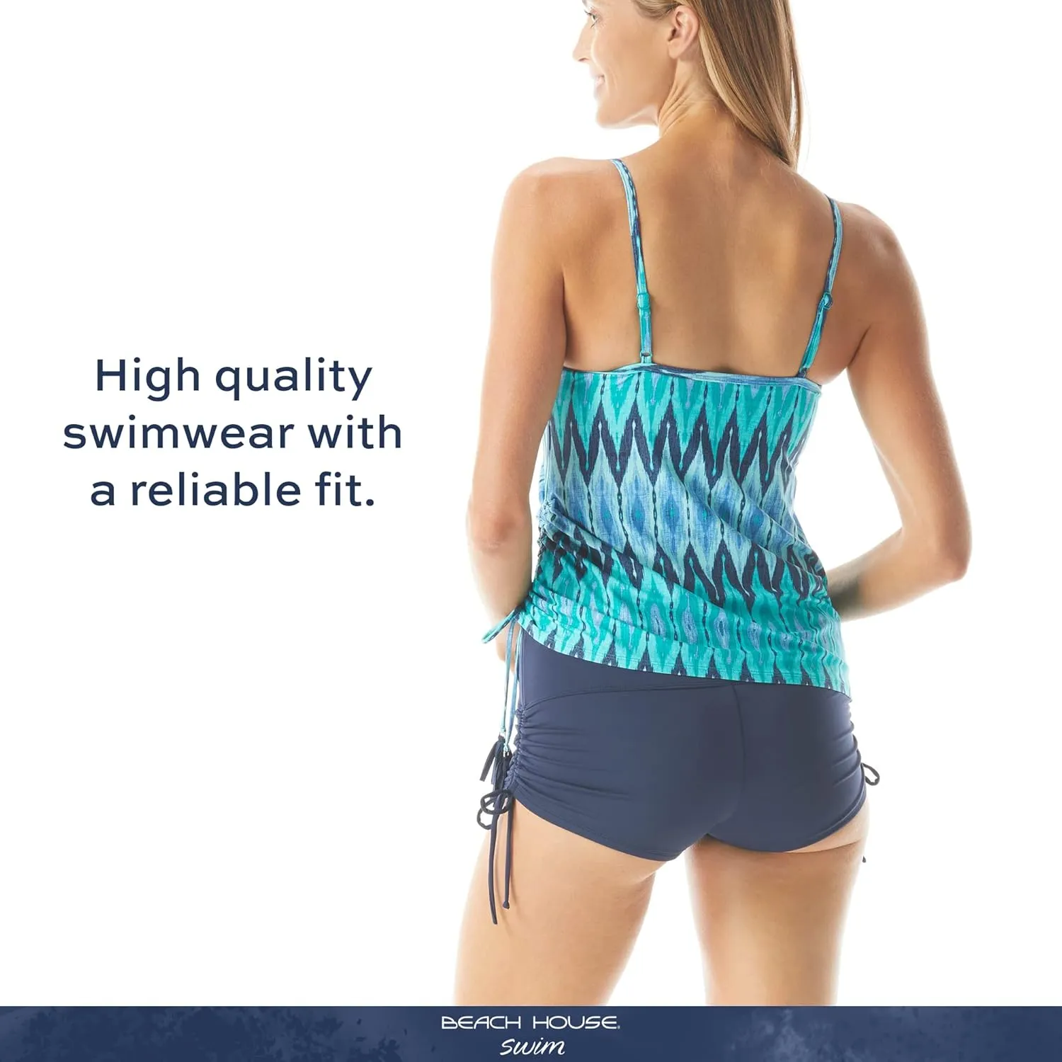 BEACH HOUSE Side Tie Bikini Swimsuit Shorts - Modest High Waisted Swim Bottom