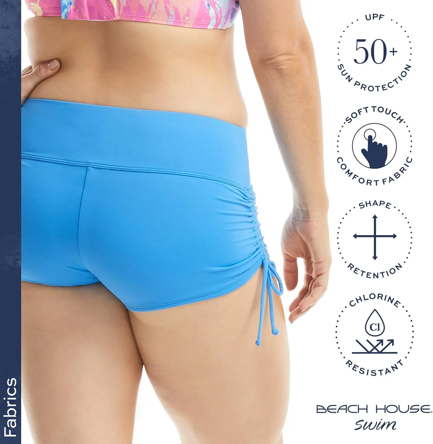 BEACH HOUSE Side Tie Bikini Swimsuit Shorts - Modest High Waisted Swim Bottom