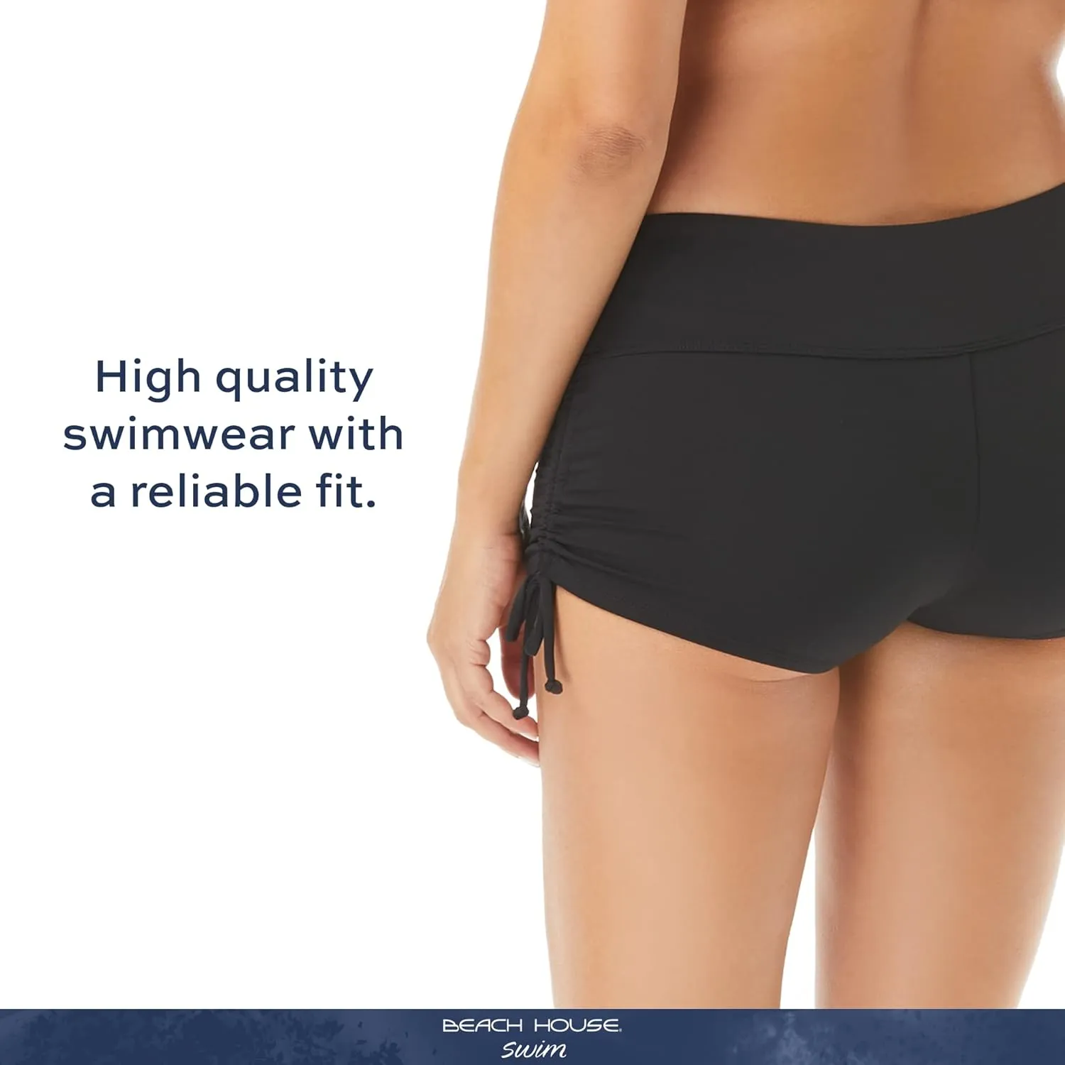 BEACH HOUSE Side Tie Bikini Swimsuit Shorts - Modest High Waisted Swim Bottom