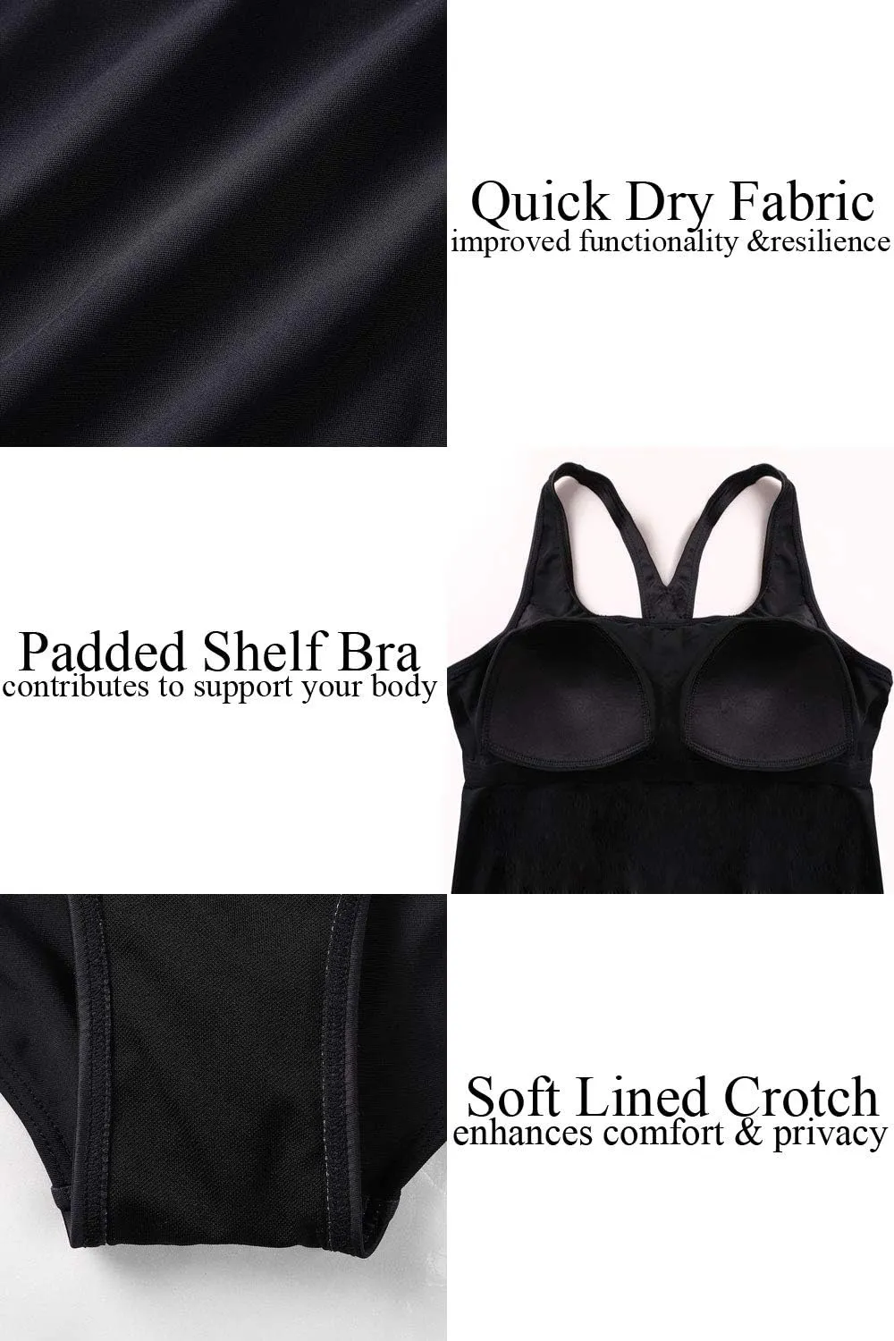 beautyin Women's One Piece Athletic Racerback Swimsuit Slimming Bathing Suit
