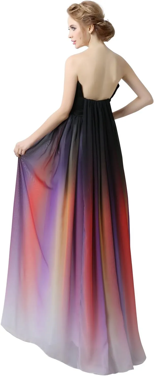 Belle House Women's Long Chiffon Gradient Color Prom Dresses 2022 Floor Length A Line Bridesmaid Gosnws
