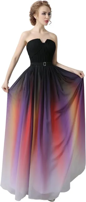 Belle House Women's Long Chiffon Gradient Color Prom Dresses 2022 Floor Length A Line Bridesmaid Gosnws