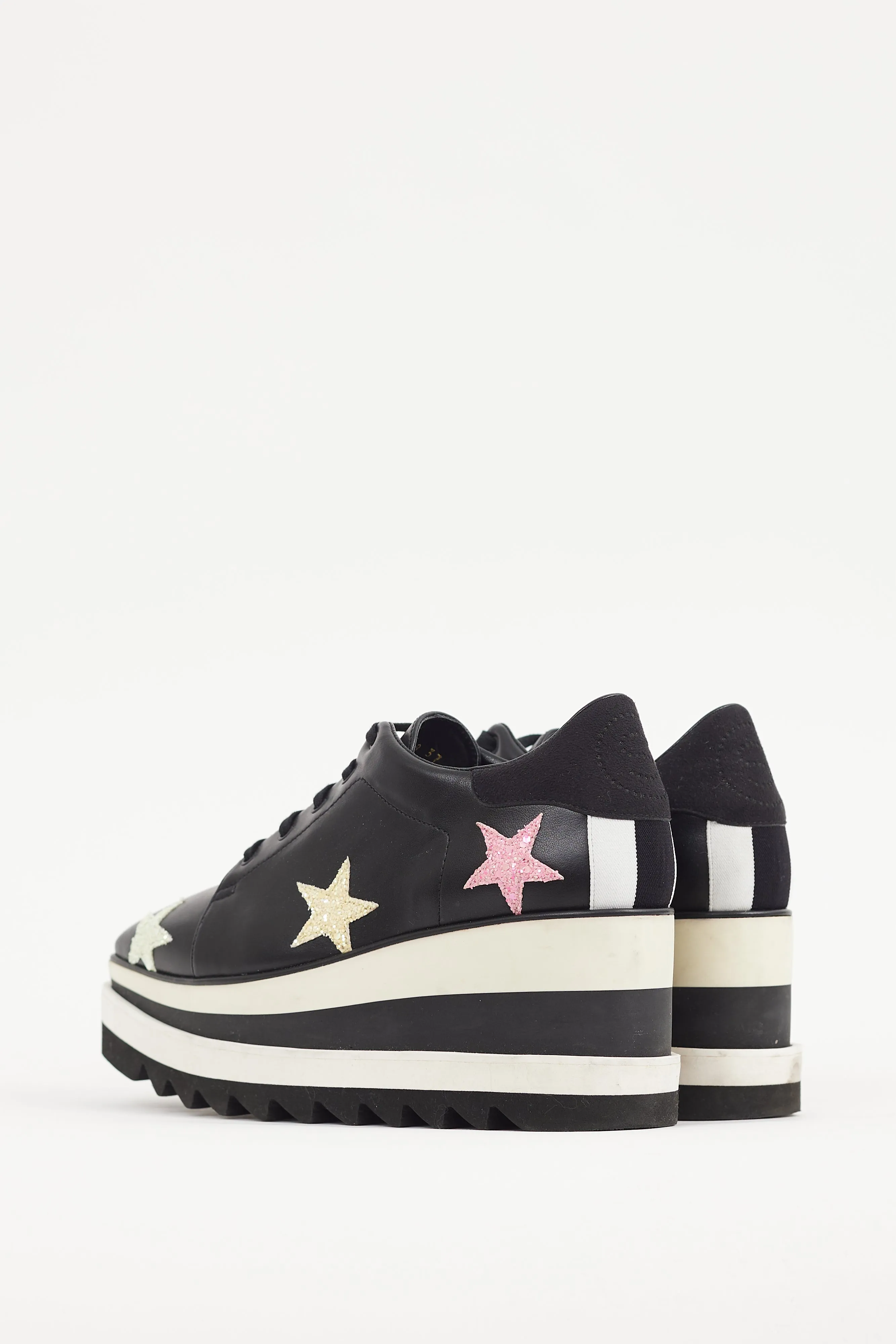 Black & Multicolour Faux Leather Elyse Star Derby