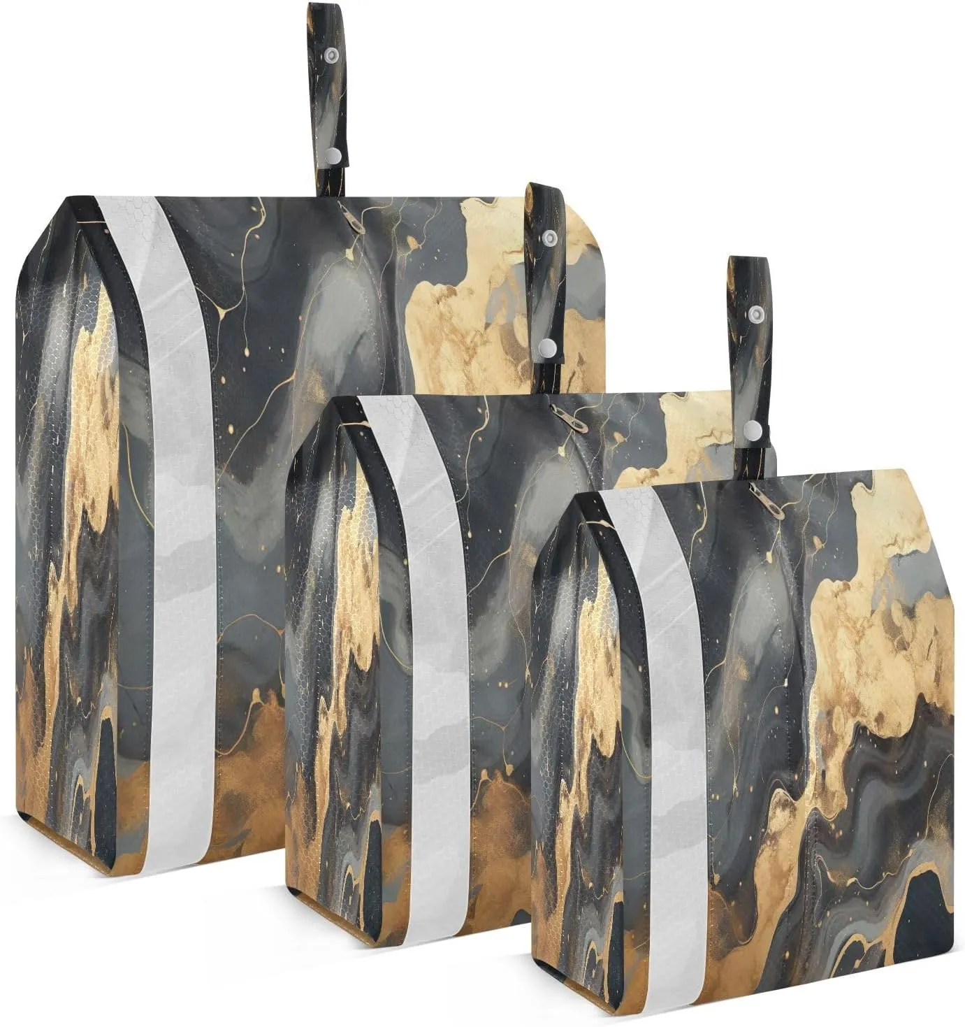 Black Golden Marble Packing Cubes for Travel 3 Set Travel Bags Organizer Luggage Accessories for Luggage