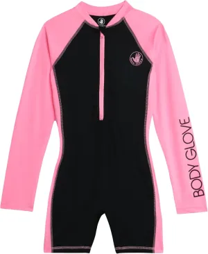 Body Glove Boys and Girls Long Sleeve One Piece Rash Guard Swimsuit Water Sport UPF 50  Sun Protection Bathing Suits (2T-12)