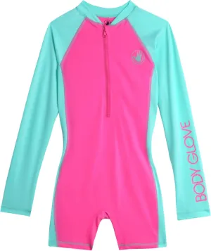 Body Glove Boys and Girls Long Sleeve One Piece Rash Guard Swimsuit Water Sport UPF 50  Sun Protection Bathing Suits (2T-12)