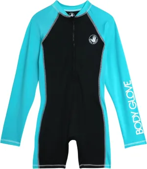 Body Glove Boys and Girls Long Sleeve One Piece Rash Guard Swimsuit Water Sport UPF 50  Sun Protection Bathing Suits (2T-12)