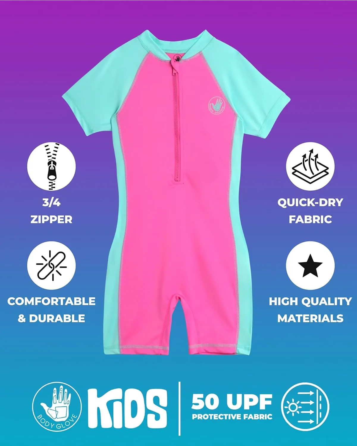 Body Glove Boys and Girls Short Sleeve One Piece Rash Guard Swimsuit Water Sport UPF 50  Sun Protection Bathing Suits (2T-12)