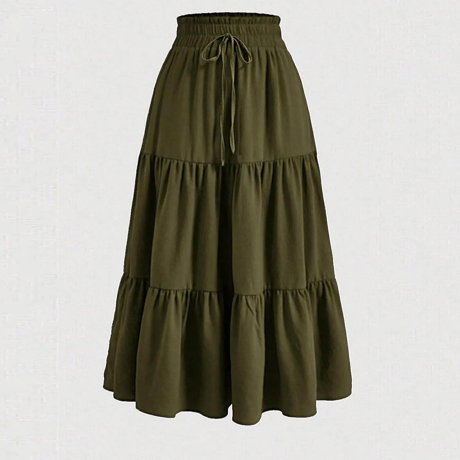 Boho Skirts for Women 2025 Summer Trendy Floral Flowy Maxi Skirt Elastic High Waist Tiered A-Line Beach Dress