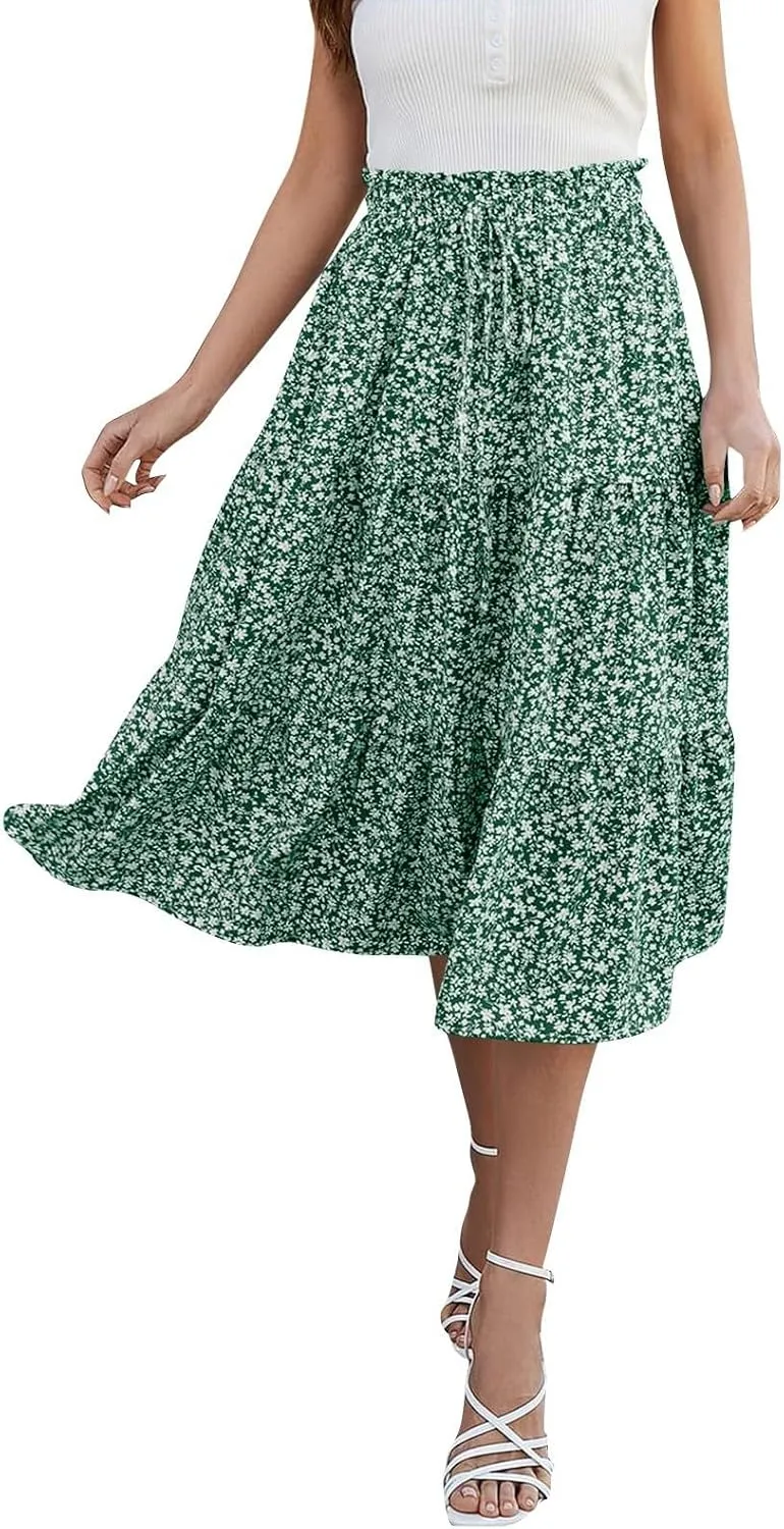Boho Skirts for Women Midi Length Maxi Spring Flowy Boho Comfy Tiered Western Maxi Skirt Boho