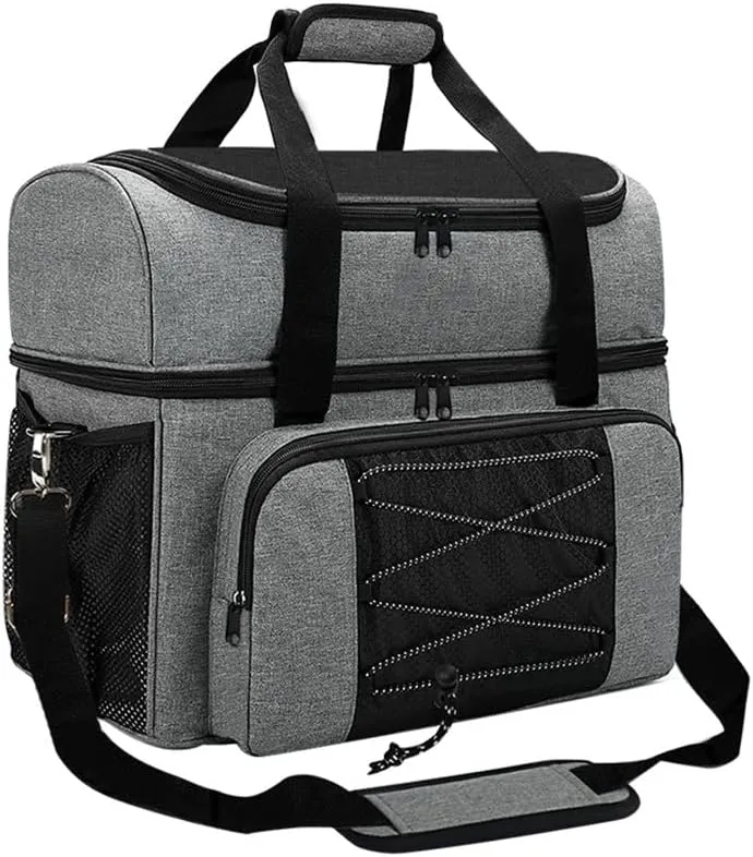 Bowling Bag for 2 Balls Portable Bowling Tote Bag with Padded Ball Holder for Ball and Pair of Bowling Shoes up to Mens 16