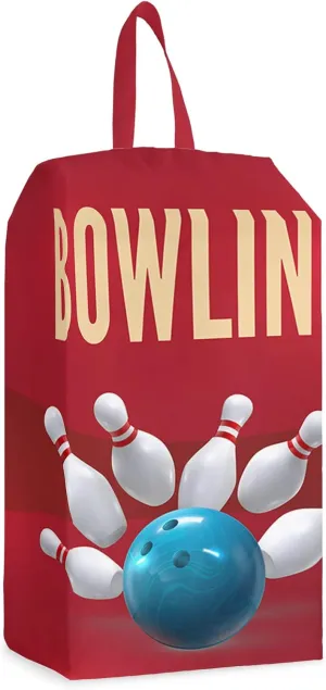 Bowling Shoe Bags for Travel Gym Golf, Waterproof Shoe Bag with Zipper Closure, Bowling Sport Blue Ball Classic Red Decor Large Shoe Organizer Packing Bags Shoe Pouch for Women Men 17.7"x9.8"