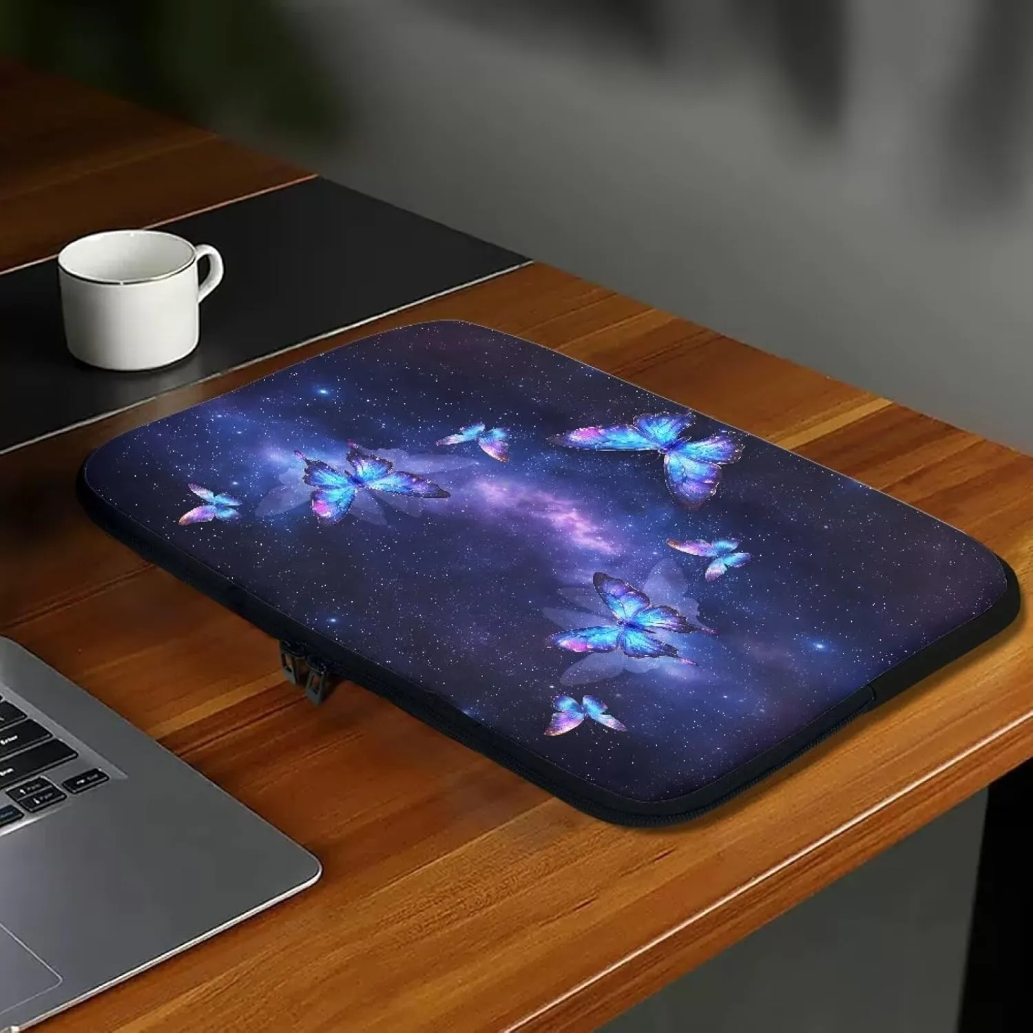 Butterfly Print Laptop Bags Accessories Sleeve Computer Carrying Case Messenger Briefcase for Women Men, Purple