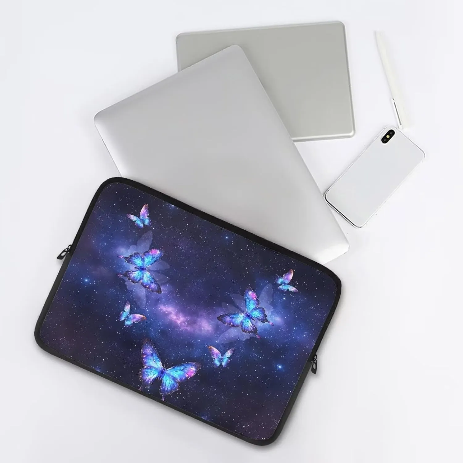 Butterfly Print Laptop Bags Accessories Sleeve Computer Carrying Case Messenger Briefcase for Women Men, Purple