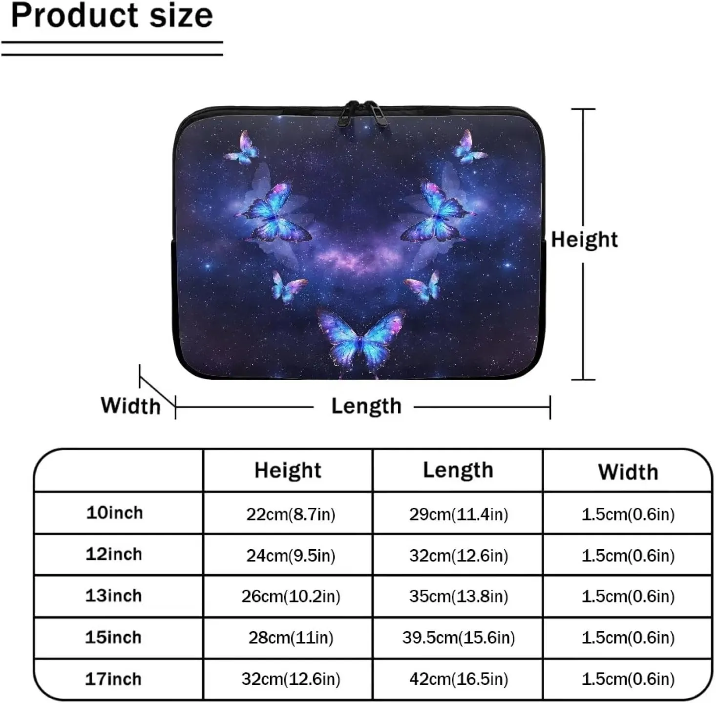 Butterfly Print Laptop Bags Accessories Sleeve Computer Carrying Case Messenger Briefcase for Women Men, Purple