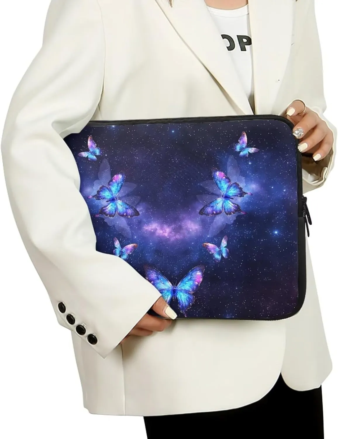 Butterfly Print Laptop Bags Accessories Sleeve Computer Carrying Case Messenger Briefcase for Women Men, Purple