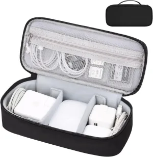 Cable Organizer Bag, Electronic Organizer Travel Case for Charger & Cords, Travel Accessories, Portable Power Bank (Black)