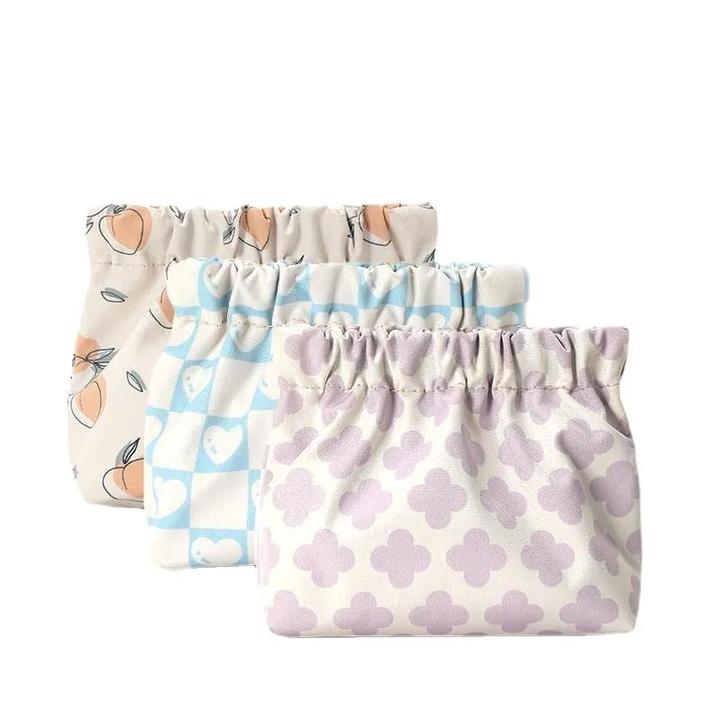 Canvas Makeup Bags Cosmetic Bag for Women Travel Toiletry Bag Accessories Organizer (Beige Blue Purple)