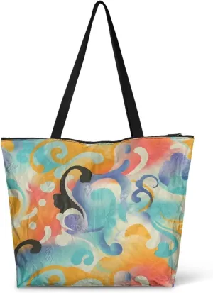 Cartoon Animal Puppy Cat Paper Tote Bags, Halloween Skull Gothic Spider Web Handbag, Aesthetic Art Commute Bag