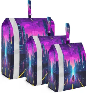 Cartoon Pixelated Road Compression Packing Cubes Luggage Organizer Bags for Travel Suitcase Organizer for Travel Accessories