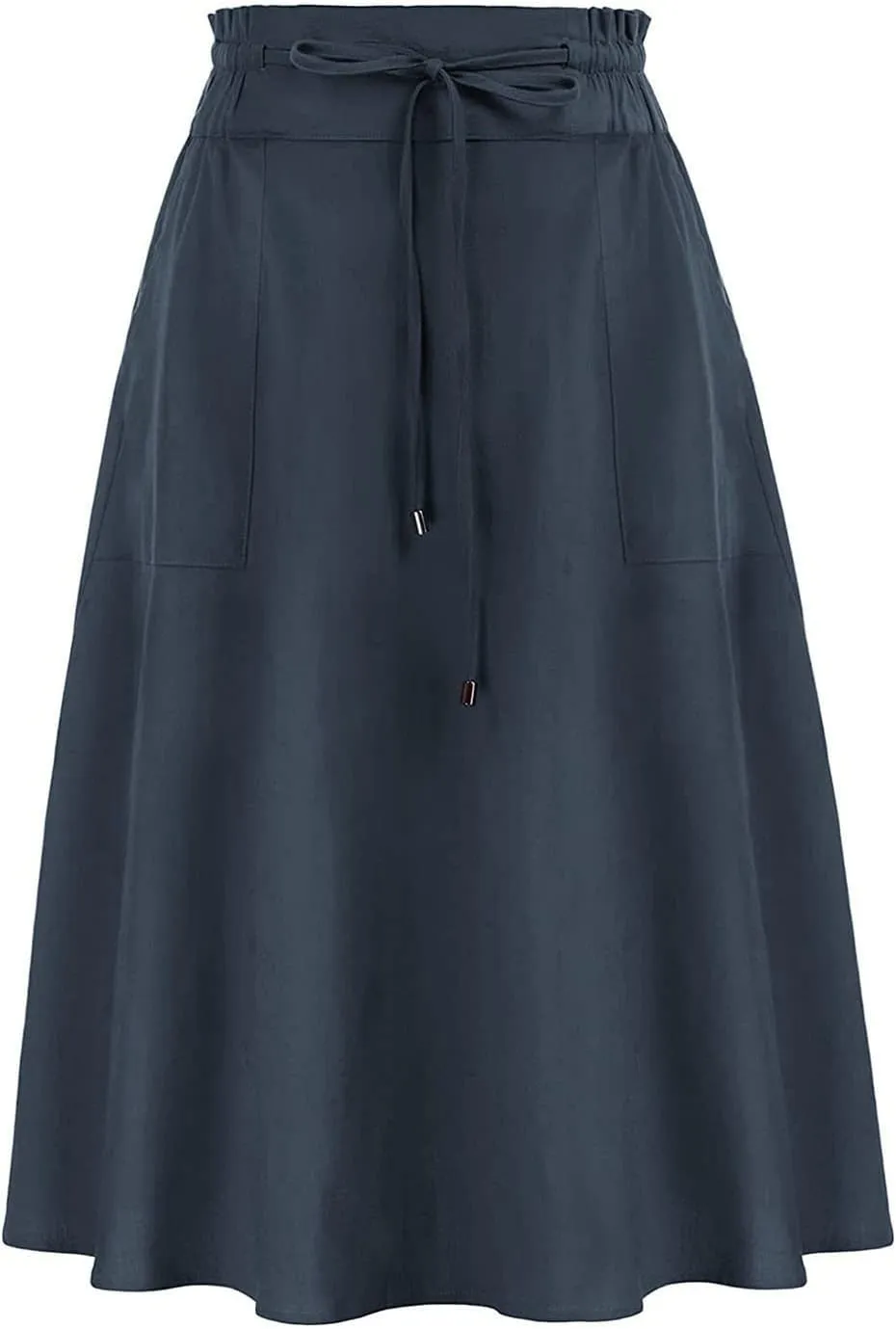 Casual Skirts for Women High Waisted A-Line Midi Length Bohemian Skirt Side Pockets Adjustable Belt Tiered Ruffles