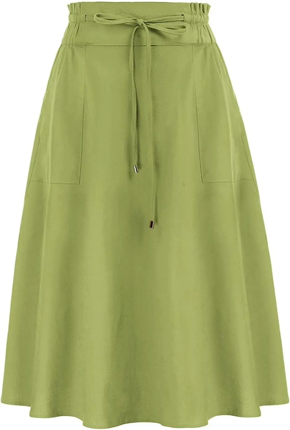 Casual Skirts for Women High Waisted A-Line Midi Length Bohemian Skirt Side Pockets Adjustable Belt Tiered Ruffles