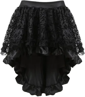 Casual Skirts for Women High Waisted Velvet Trim Elastic Waist A-Line Midi Skirt with Zipper Detail and Irregular Hem