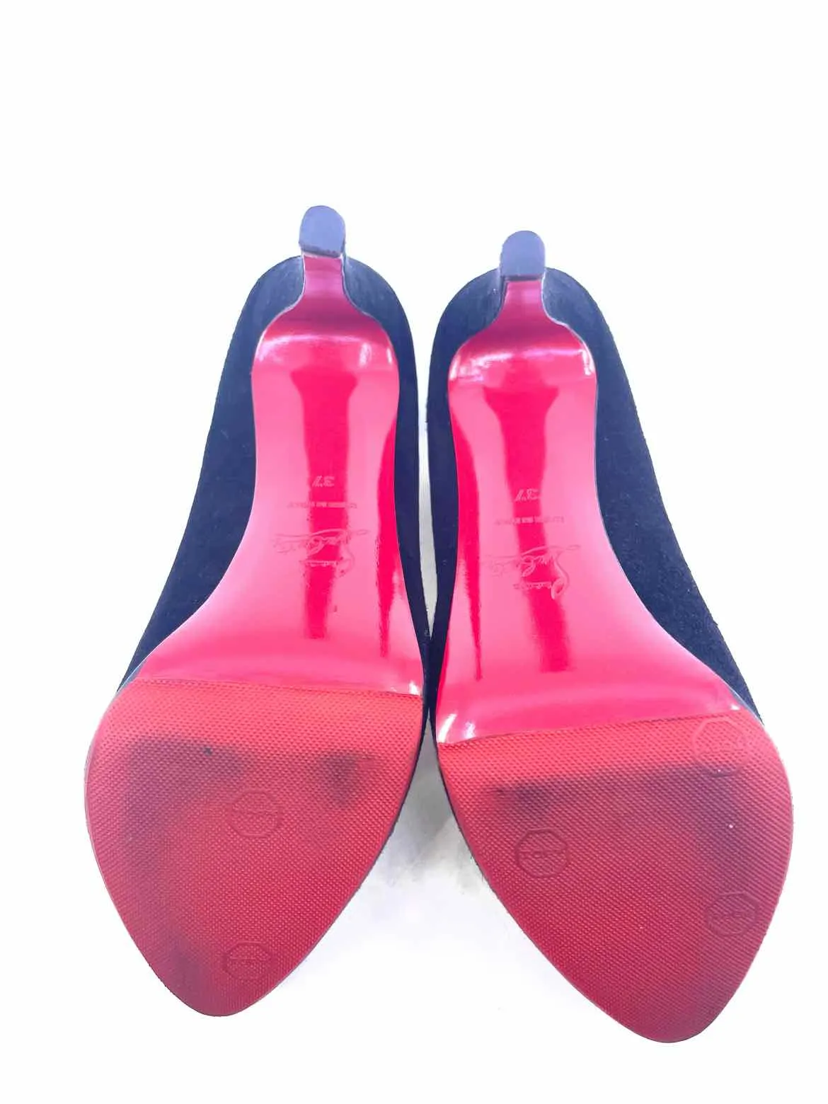 CHRISTIAN LOUBOUTIN Size 7 Black, Cream Suede Solid Pumps