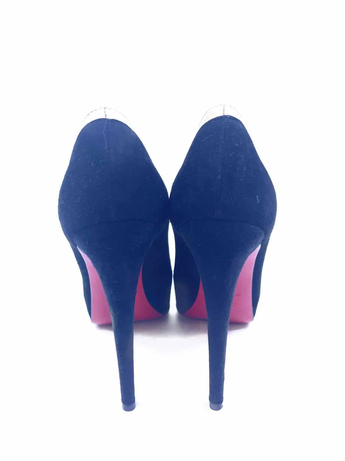 CHRISTIAN LOUBOUTIN Size 7 Black, Cream Suede Solid Pumps