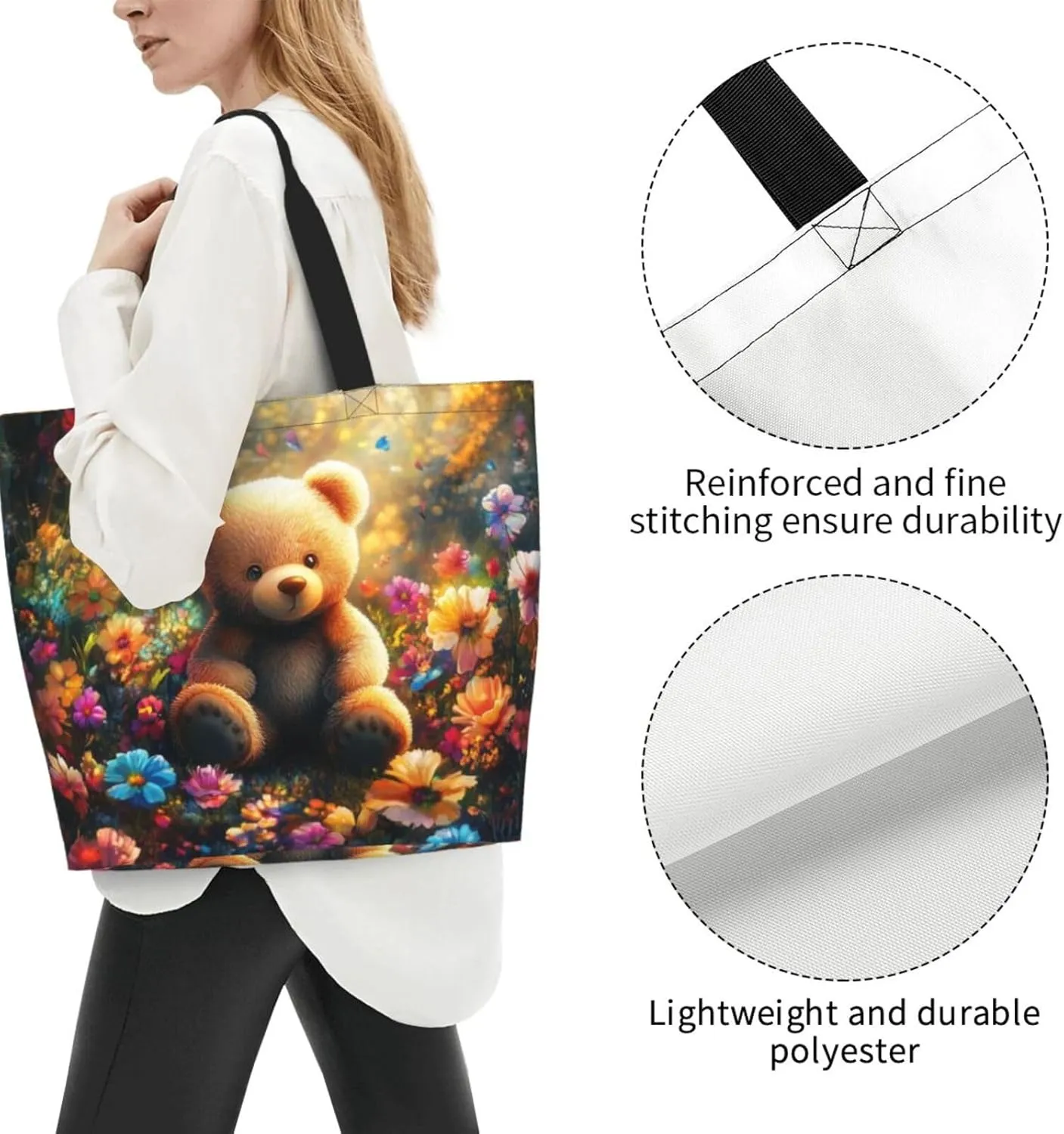 close-up Golden Retriever face print Reusable Shoulder Bags Large Casual Tote Bag Shopping Grocery grocery bag