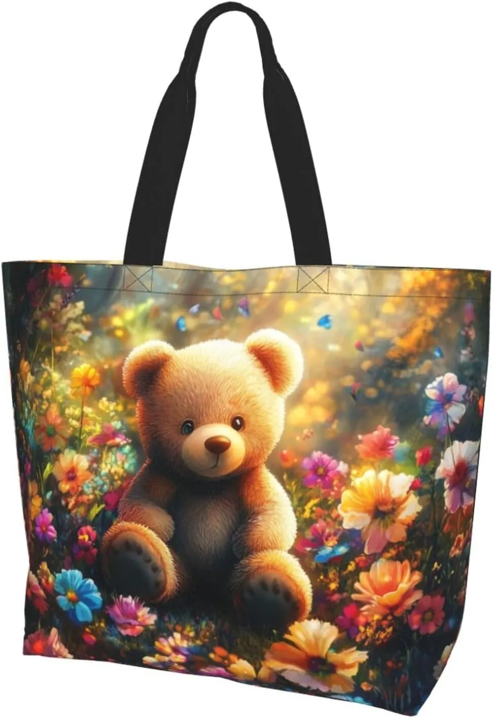 close-up Golden Retriever face print Reusable Shoulder Bags Large Casual Tote Bag Shopping Grocery grocery bag