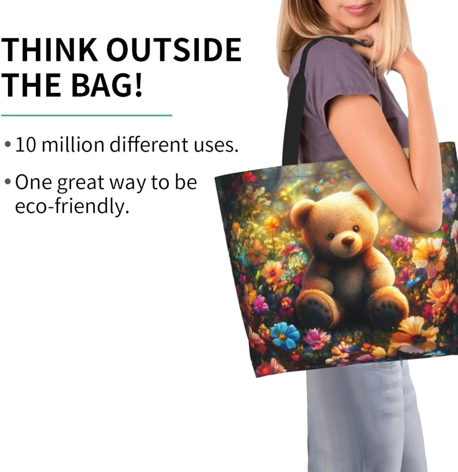 close-up Golden Retriever face print Reusable Shoulder Bags Large Casual Tote Bag Shopping Grocery grocery bag