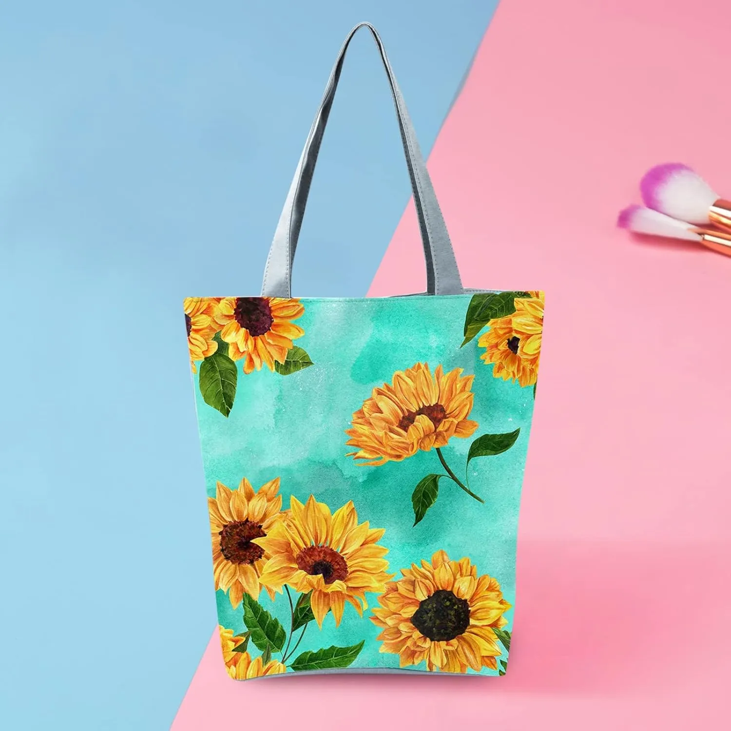 Clutch Saddle Bag New Women's Slouchy Large Capacity Zippered Sunflower Printed Shoulder Bag