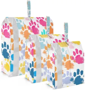 Colorful Paw Prints Packing Cubes for Travel 3 Set Compression Bag Luggage Accessories for Vacation Clothes