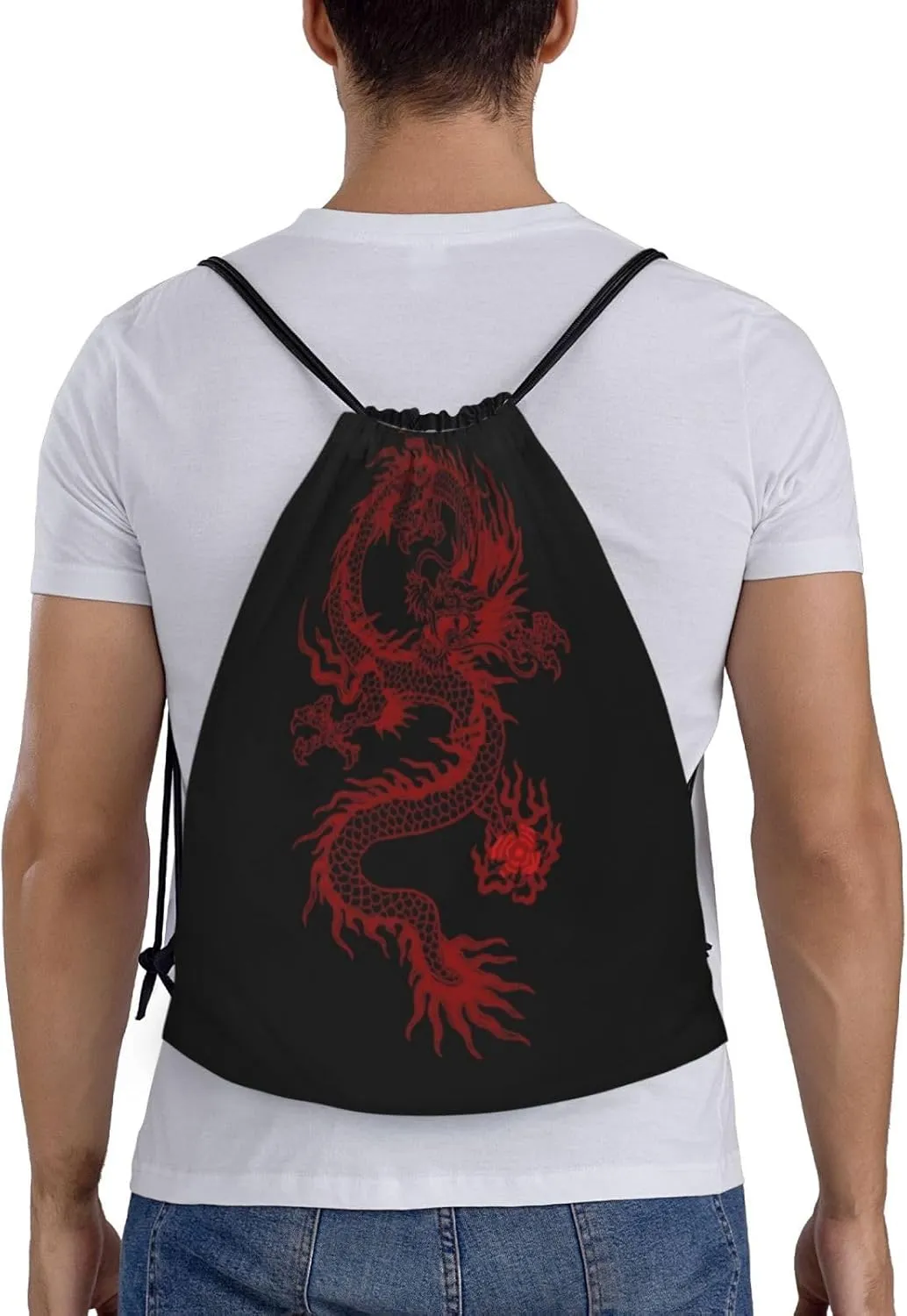 Cool Dragons Drawstring Bags Sports Bags Drawstring Backpack for Women Men Beach Yoga Swimming